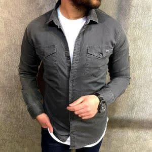 پیراهن آستین بلند کتان دو جیب - رنگ بندی کامل