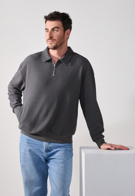 تیشرت نیم زیپ نیم یقه مراکشی مردانه اورجینال استایل اولد مانی old money -ارجینال