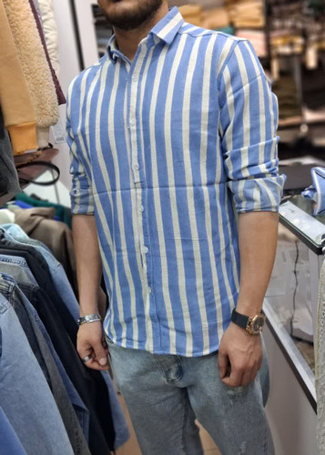 پیراهن کنفی راه راه ترک تمام نخ مردانه